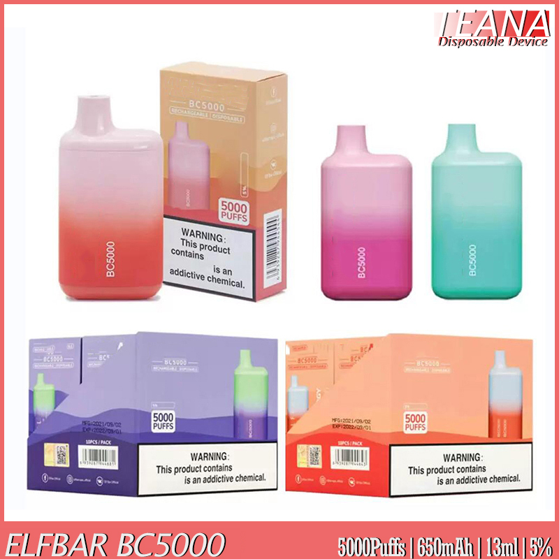 

Elfs Bar BC5000 Rechargeable E Cigarette Dual Mesh Coil Disposable Vape 5000 Puffs 650mAh Battery 13ml Pre-filled Cartridges Elfbars Bars Big Vapors Vapes