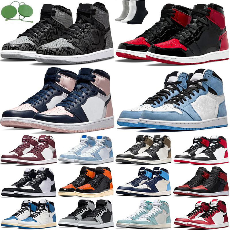 

jumpman 1s 1 basketball shoes Rebellionaire Bred Patent Atmosphere University Blue Dark Mocha Hyper Royal Shadow 2.0 Bordeaux women mens trainers sneakers, Hand crafted