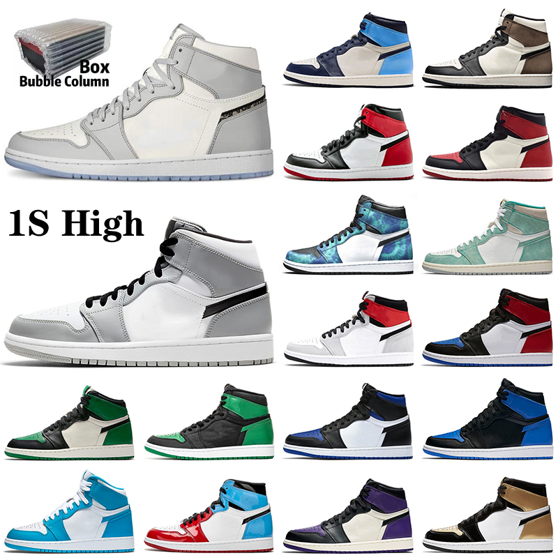 

2023 Top high Men Running Basketball Shoes High OG Military Blue Electro Orange UNC Patent Court Purple Obsidian Mens Womens Trainers Sports Sneakers With Boot, Color 20