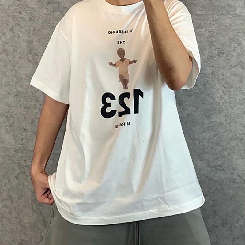 

Men' Casual Shirts Correct Version Rrr-123 Witness Baby Print Jerry Same High Street And Women' Short Sleeve T-Shirt, White