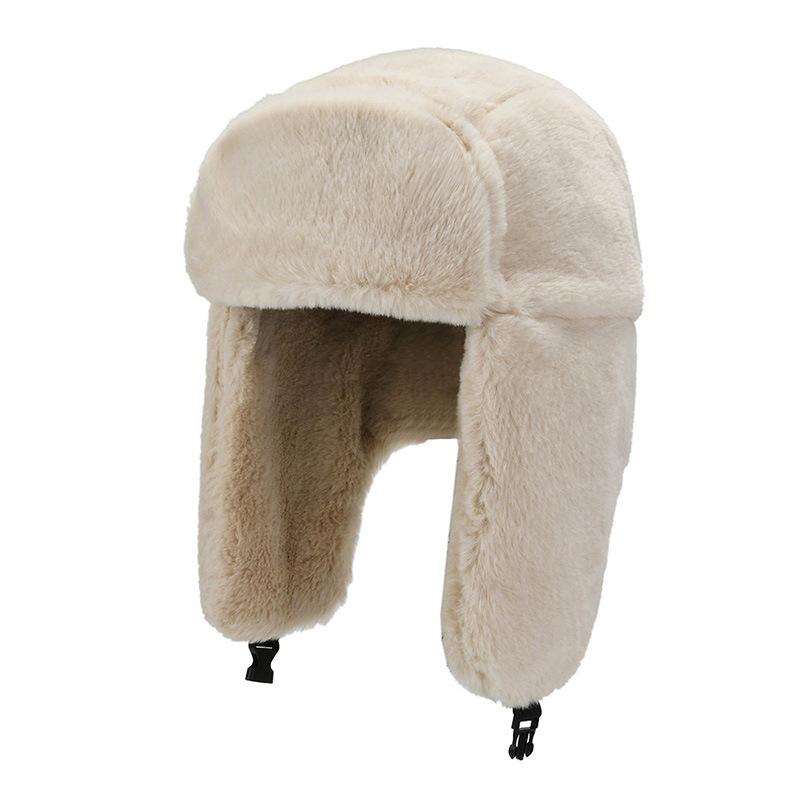 

Berets Winter Cycling Ski Hat Warm Earmuffs Thicken Plush Ear-flapped For Men And Women Faux Fur Windproof Cap Russian Bomber HatBerets, Black