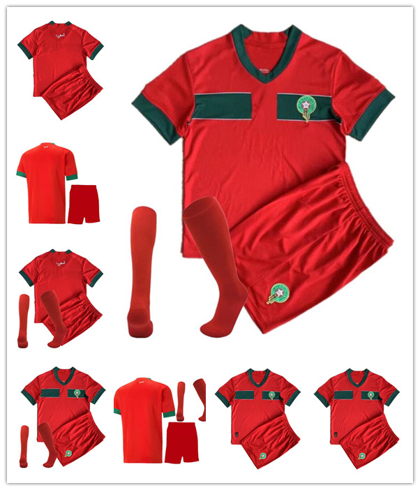 

2022 2023 Morocco Soccer Jerseys HAKIMI ZIYECH National Team Mens 22 23 Special Edition Home Red Away Boufal SAISS EL- ARABI FAJR EN-NESYRI Mazraoui Football Shirt kids