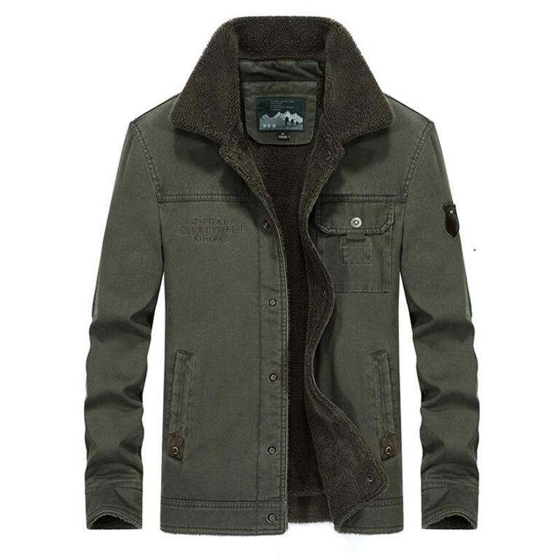 

Men's Down & Parkas Winter Jacket Men Coat Thick Warm Windbreaker Military Fleece Wool Liner Casual Loose Parka Big Size -5XLMen's, Army green