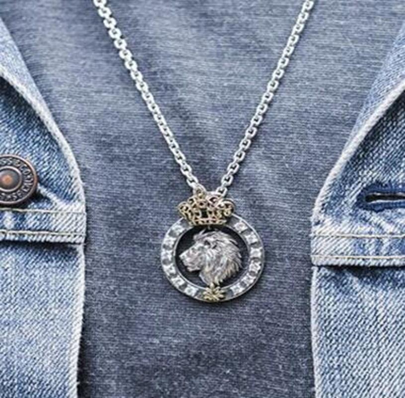 

Pendant Necklaces Classic High Quality Metal Lion Badge Necklace For Men And Women Punk Rock Party JewelryPendant