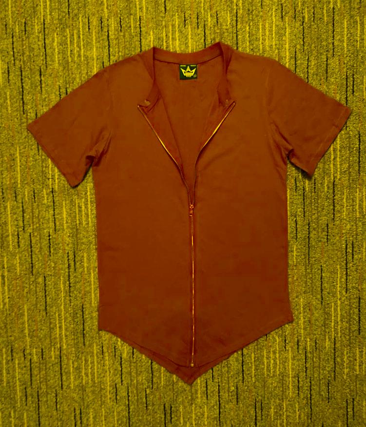 

Men's T-Shirts Men Long Line Mid Zip Red Cotton Hiphop High Street T-shirt Rapper Swag Dancer TopMen's