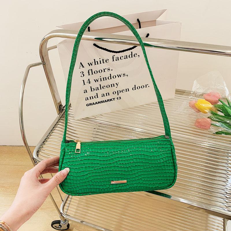 

Evening Bags Crocodile Pattern Underarm Bag PU Leather Shoulder Side For Women Simple Handbags And Purses Female Tote BagsEvening EveniEveni, Black