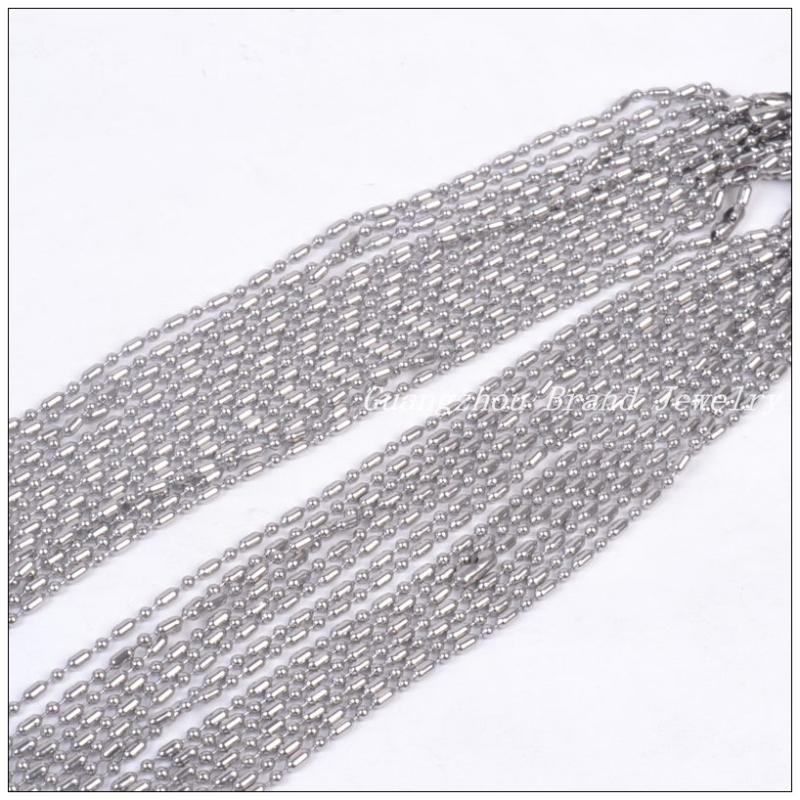 

Chains 2mm 100pcs/Lot 316L Stainless Steel Silver Color Beads Tone Chain Mens Womens Necklace 16-40" DIY Finding JewelryChains