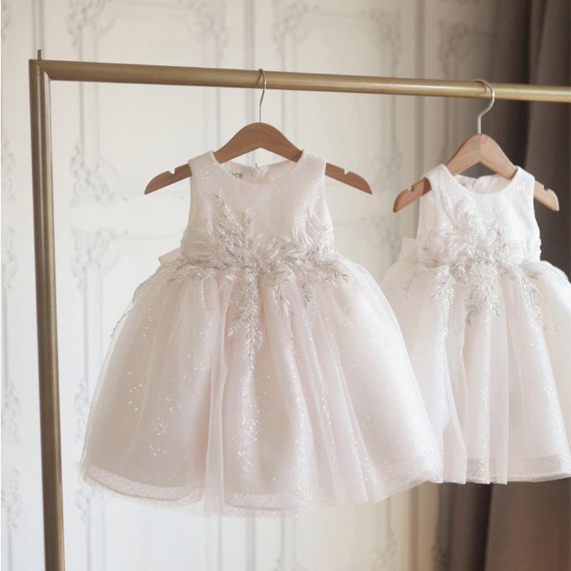 

Girl's Dresses 2022 Infant Sequins White Bow Baby Dress For Girl Baptismal Party 1 Years Birthday Evening Princess Wedding Gown, Pink