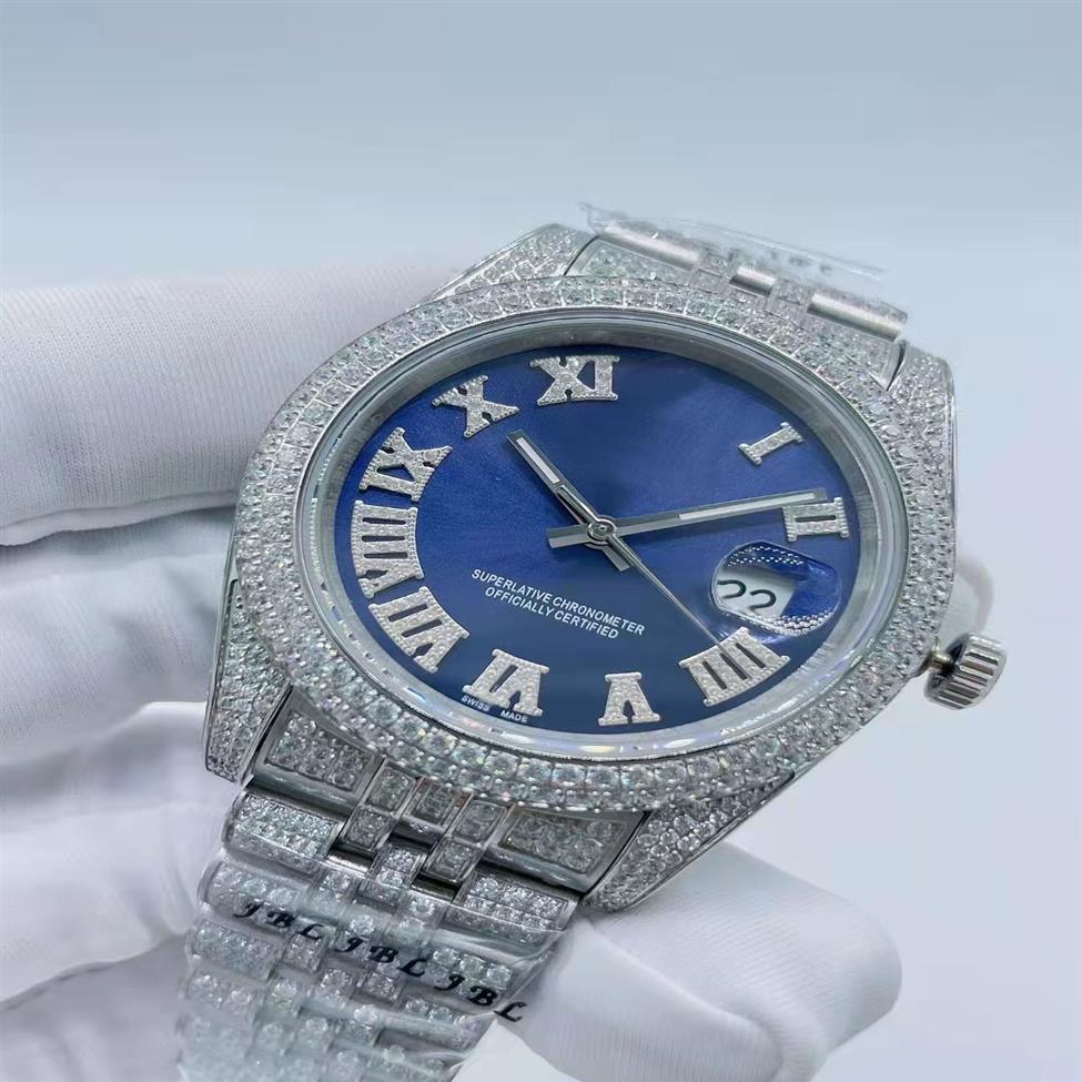 

Luxury Watch 6 Style Mens Datejust II 41MM 228349 Full Iced Full VS Bigger Diamond Automatic Fashion Men's 003Watches New Ver323h, 005