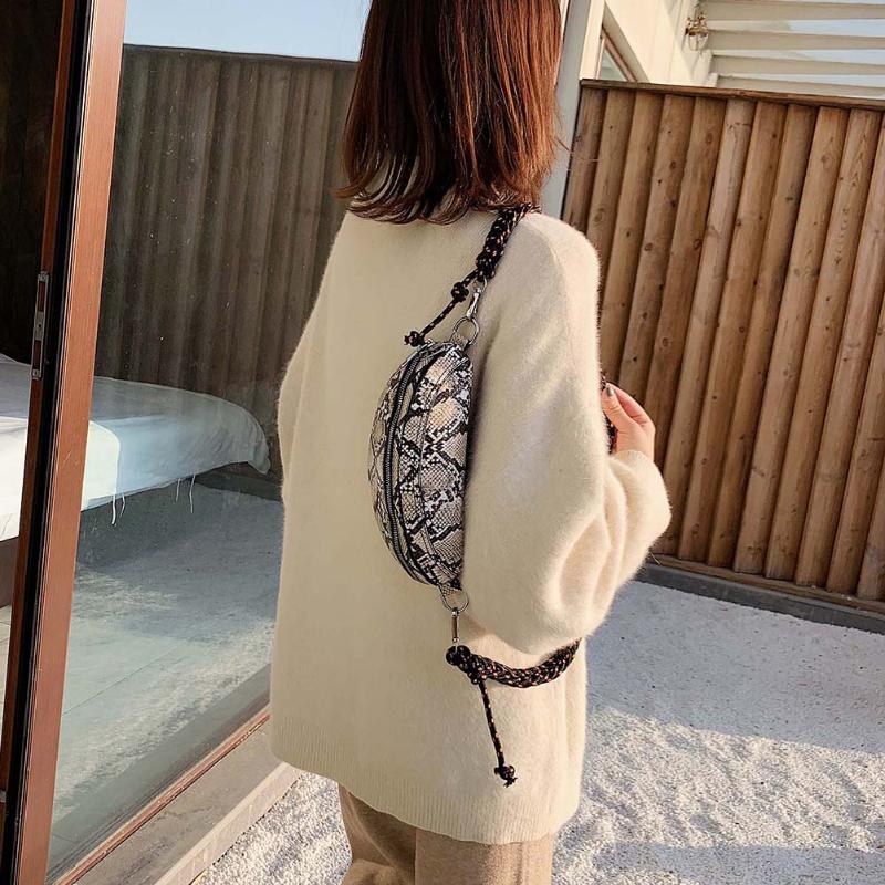 

Evening Bags Waist Packs Skillful Manufacture Casual Bag Women PU Leather Shoulder Messenger Serpentine Chest PurseEvening, Gray