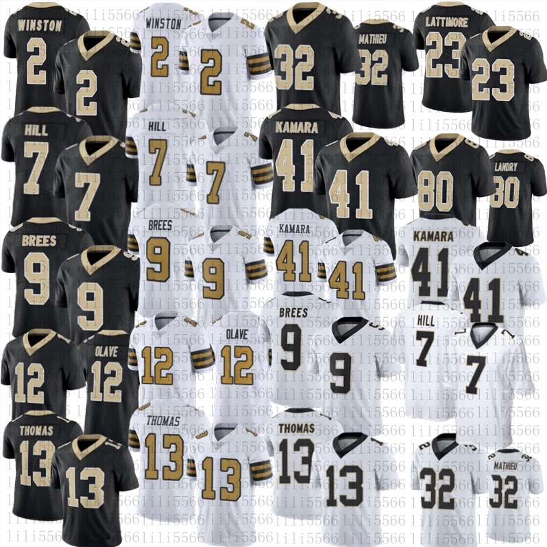 

Men Jameis Winston Drew Brees Football Jerseys Tyrann Mathieu Chris Olave Jarvis Landry Alvin Kamara Michael Thomas Taysom Hill Marshon Lattimore Stitched Jersey, As
