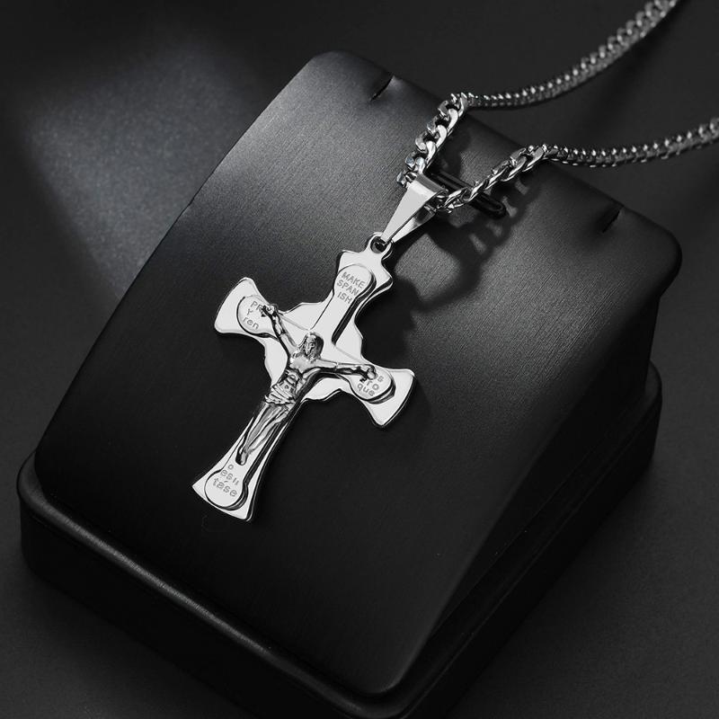 

Pendant Necklaces Classic Steel Cross Necklace Stainless Religious Jewelry Fashion Gift For Men WomenPendant