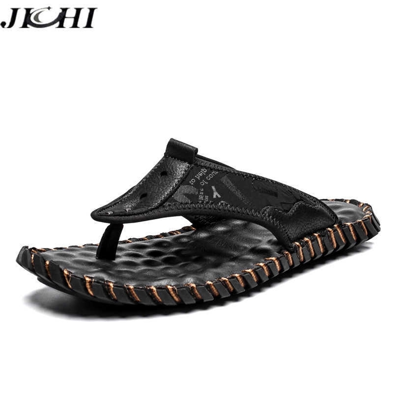 

Fashion Sandals Men Summer Breathable Flat Mens Slippers Shoes Beach Casual Leather Man Flip Flops Footwear Plus Size 48 210721, Black men shoes