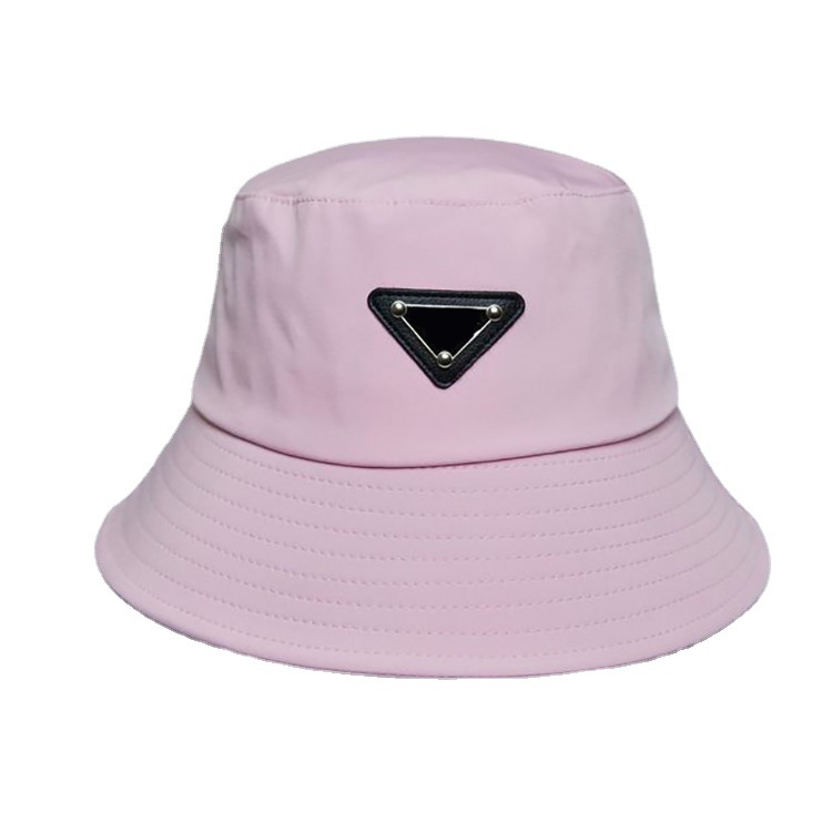 

Fashion Spring Summer Designer Pra Fisherman Hat Female Iron Letter Wide Brim Outdoor Travel Beach Sun Hat For Women, Pink