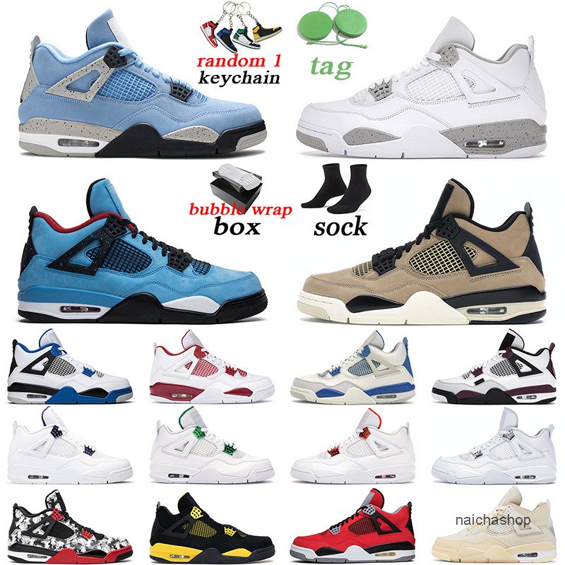 

With Box Original Basketball Shoes Jumpman 4 mushroom men women 4s University Blue Fire red Black Cat White Oreo mens trainer sports jorda jordens, Taupe haze
