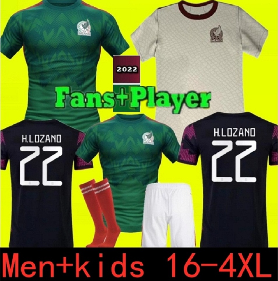 

Top thailand Size 16- 2022 Mexico soccer jersey fans player version H.LOSANO CHICHARITO G DOS SANTOS 22 23 football shirt tops men and kids sets uniform 111, 2022 home kit