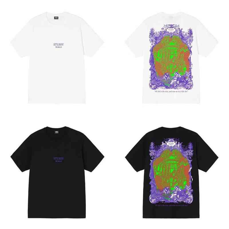 

Stusy European And American Fashion Brand New Dice Graffiti Clown Crown Men And Women Lovers Same T-shirt Pure Cotton Short