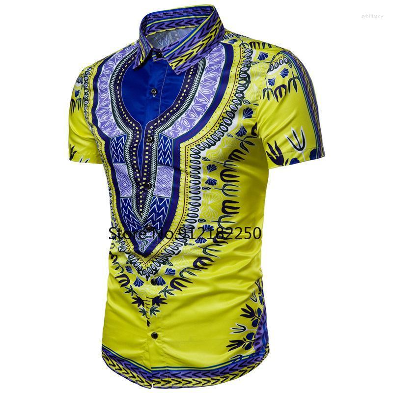 

Men' Dress Shirts Men African Shirt Hipster Dashiki Print Short Sleeve Clothes Casual Mens Camisa Social MasculinaMen' Sybi22, Green