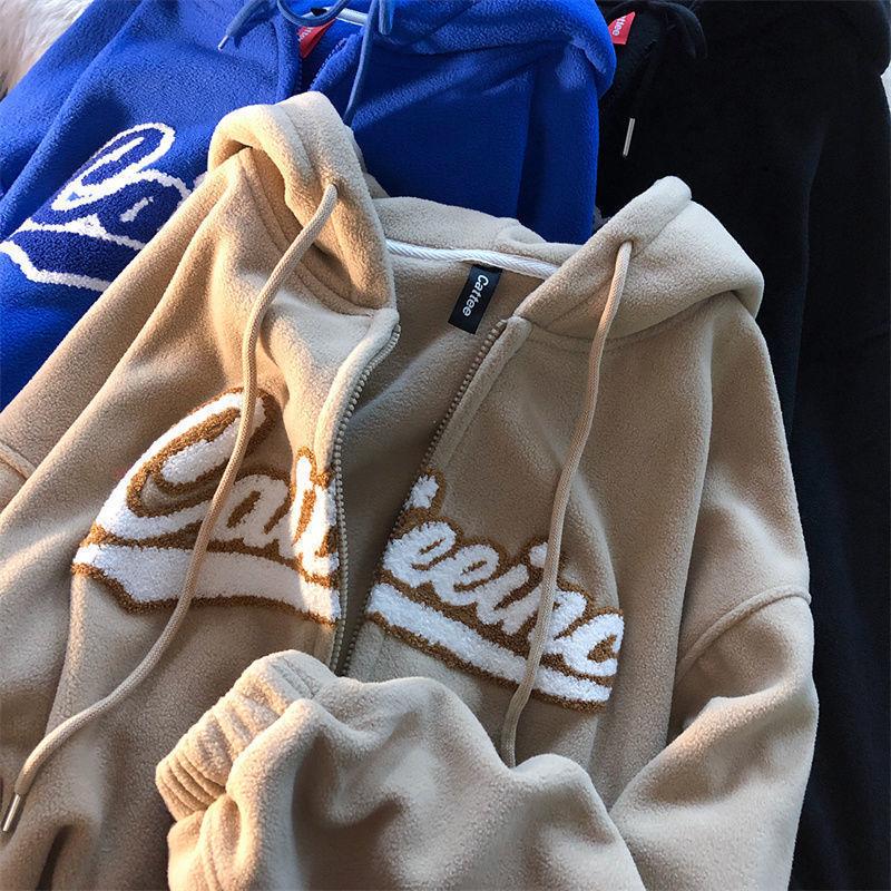 

Women' Hoodies & Sweatshirts Retro Street Hip-hop Letter Embroidery Fleece Sweater Womens Autumn And Winter Loose Ins Tide Brand Couple Hoo