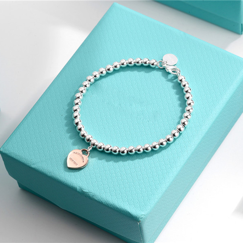 

bracelets designer for women Luxury Heart Beaded Charm Tag Strands Bracelet Women Fine jewelry Trendy Beads chain round ball Bracelets