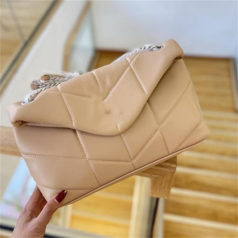 

Soft Sheepskin Women Loulou bag Puffer Genuine Leather Handbag Shoulder Crossbody Bags Classic Envelope Bag Chain Cross Designer Handbags Designers Tote, Red