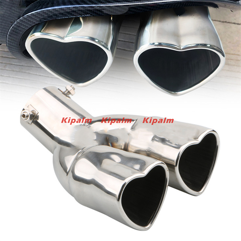 

Adjustable 2.5" Dual Stainless Steel Exhaust Tips Muffler Tail With Heart Shape Style