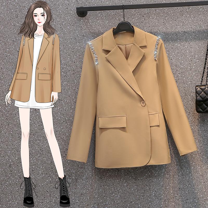 

Women's Suits & Blazers Large Size Women's Suit Coat 2022 Fat Sister's Spring Fashion Temperament Is Thin Medium And Long CoatWomen'