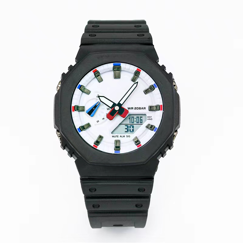 

GA2100 Sports Quartz Digital Men's Watch Full Function LED Cold Light Dual Display World Time Small Hand Can Operate PU