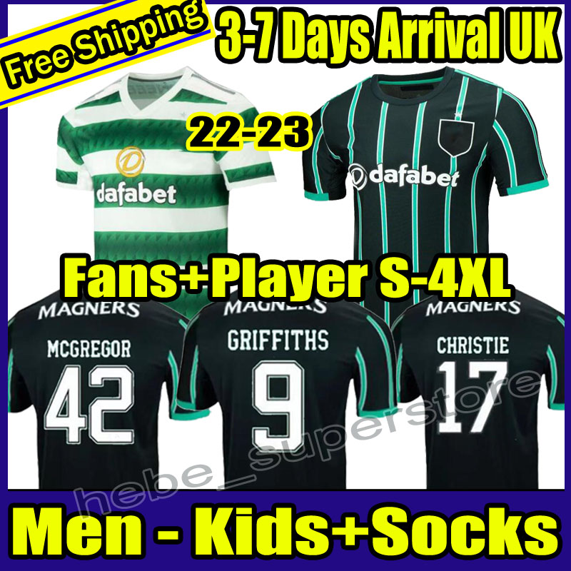 

S-4XL 2022 2023 Celtic Home Away Fans/Player soccer jerseys EDOUARD 22 23 away 3rd BROWN MCGREGOR football shirt GRIFFITHS men kids uniforms, 22-23 home