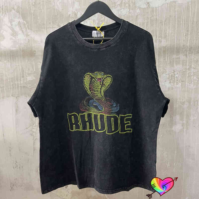 

Brand Designer t Shirt Vintage 1:1 Short Sleeve Rhude Cobra Tee Men Women High Quality Golden Elapoid Graphic T-shirt Oversize O-neck, R88