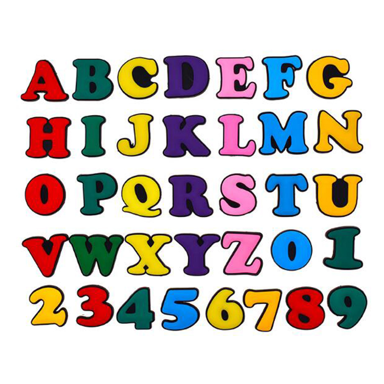 

Wholesale 100pcs/set Custom colorful alphabet characters letter PVC Rubber Croc Shoe Charms for Decoration Accessories