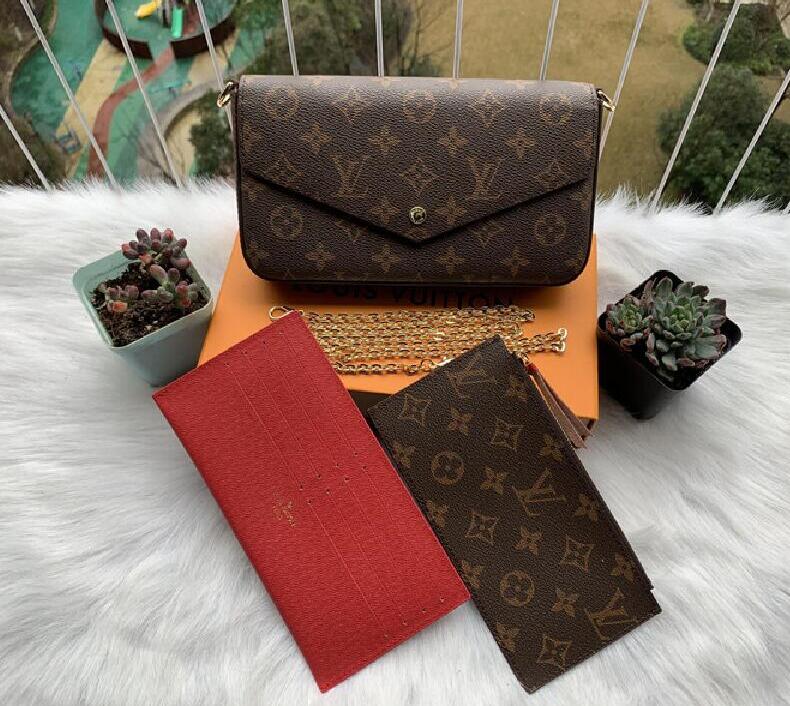 

GGs Louiseity Viutonity LVs YSLs Top Qual Holder FELICIE Chain Strap POCHETTE Bags Handbag Pieces Set Wallets Embossing Shoulder Crossbody, Embossing red