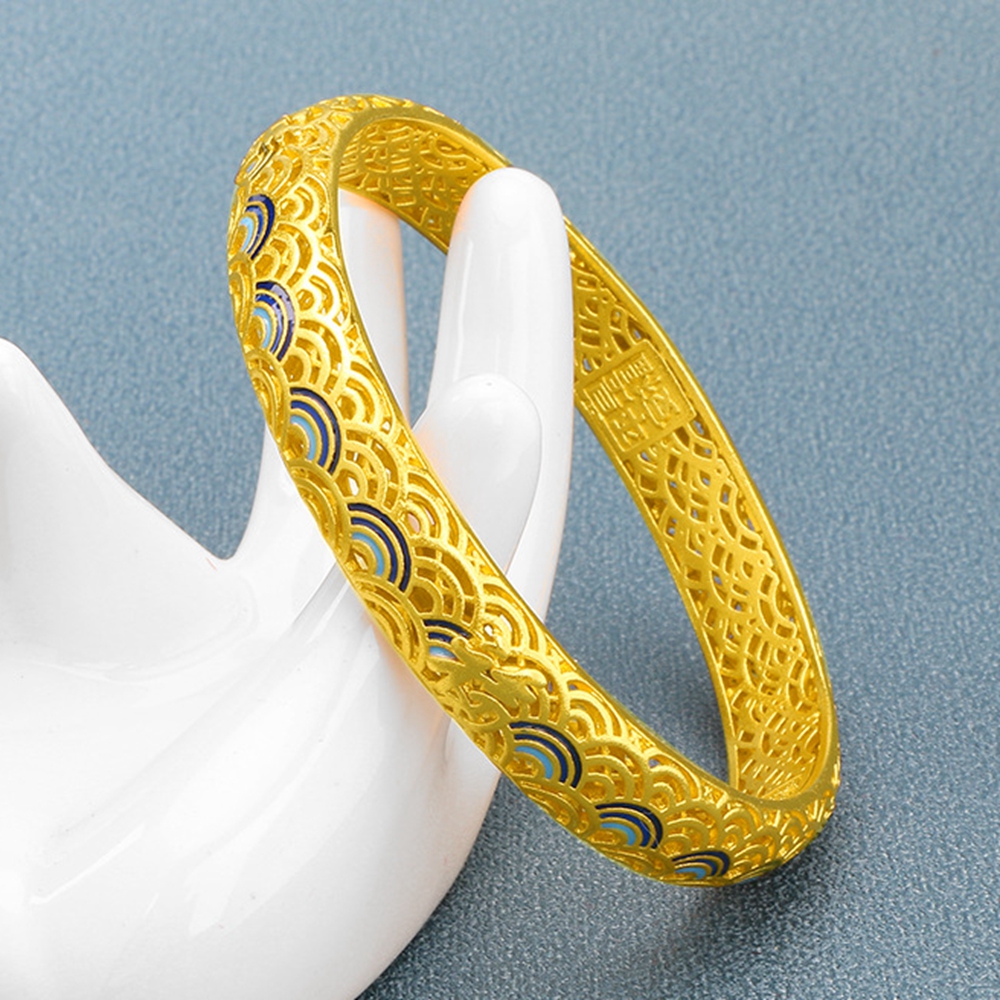 Elegant Wedding Women Bangle Cloud Design 18k Yellow Gold Filled Bride Engagement Jewelry Gift-image-764820860