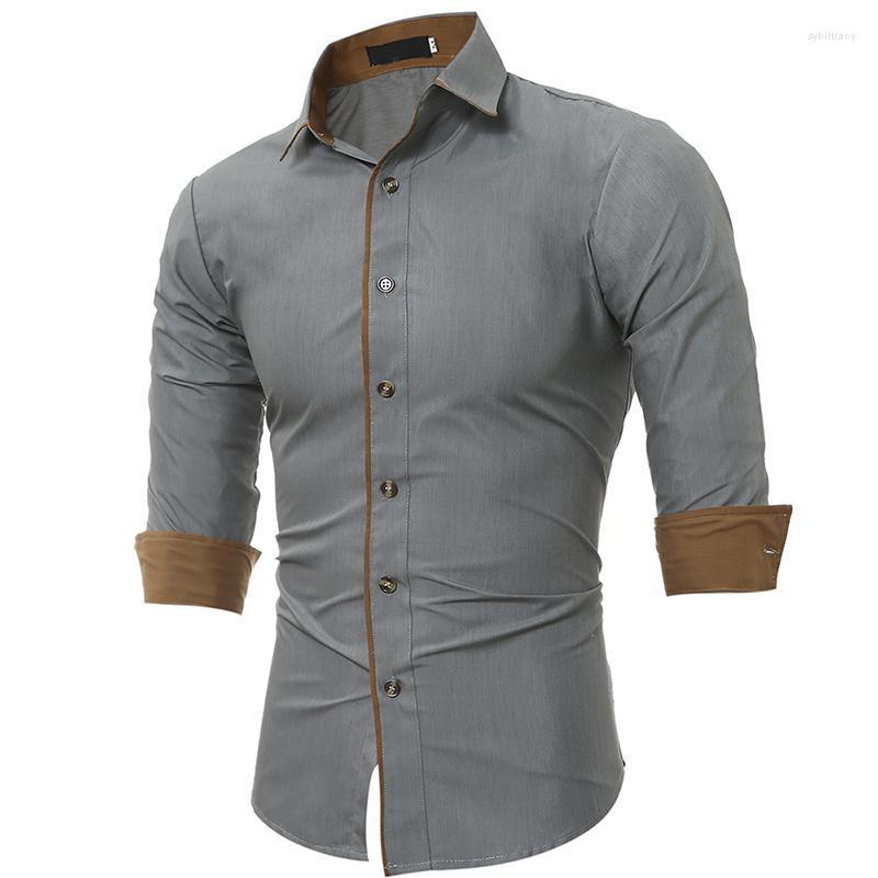 

Men's Dress Shirts Men's Long Sleeve Oxford Solid Color Casual Shirt Front Patch Chest Pocket Regular-fit Button-down Collar Thick Work, Gray