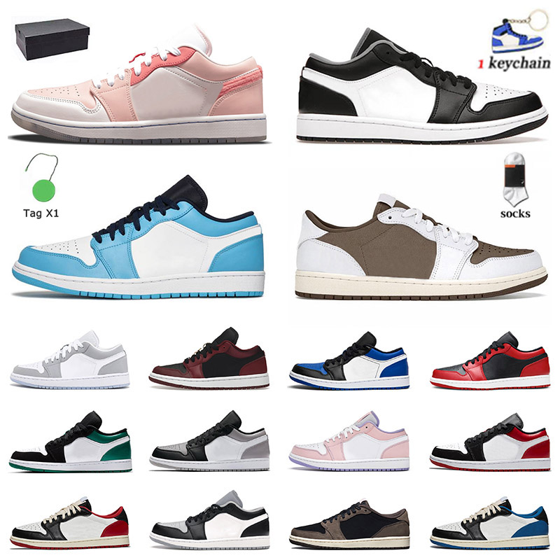 

Mens Trainers Low Jumpman 1 OG Top Basketball Shoes Designer Womens 1s UNC Black White Mighty Swooshers Pink Bred Toe Court Purple Panda Travis Sneakers With Box, B36 36-45 purple magenta