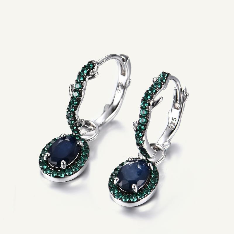 

Stud GEM'S BALLET Design Diffusion Sapphire Brambles Gemstone Earrings Sets For Women Solid 925 Sterling Silver Luxury Kite EarringStud