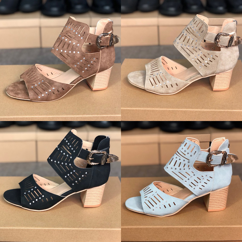

New Luxury Women designer high Heels Hollow out diamond sandal suede sandals summer Sexy sandals, Full black