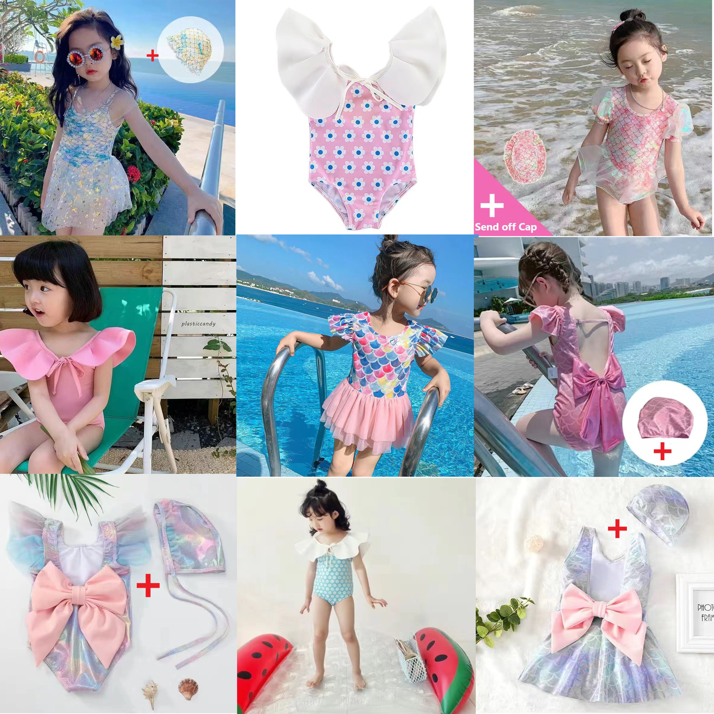 

Baby Swim Girl Swimsuit Girls Swimwear One-Pieces Kids Bikini Set Biquini Infantil Swimming Suit For Children Summer Beach Wear, Multi-color