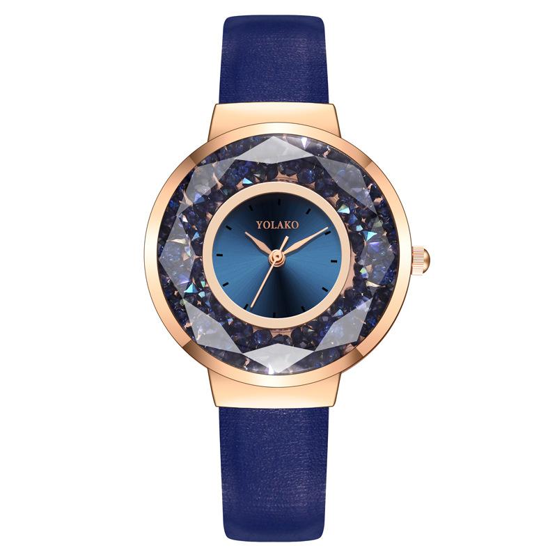 

Wristwatches Ladies Starry Sky Clock Luxury Women Watch Fashion Diamond Female Quartz Leather Strap Hour Relogio Zegarek Damski, Black