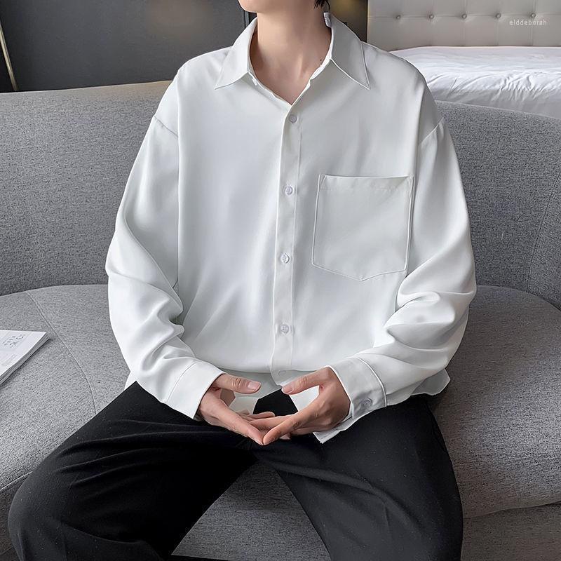 

Men's Dress Shirts Spring Multicolor Formal Men Fashion Society Mens Korean Loose Long Sleeve Casual -2XLMen's Eldd22, Black