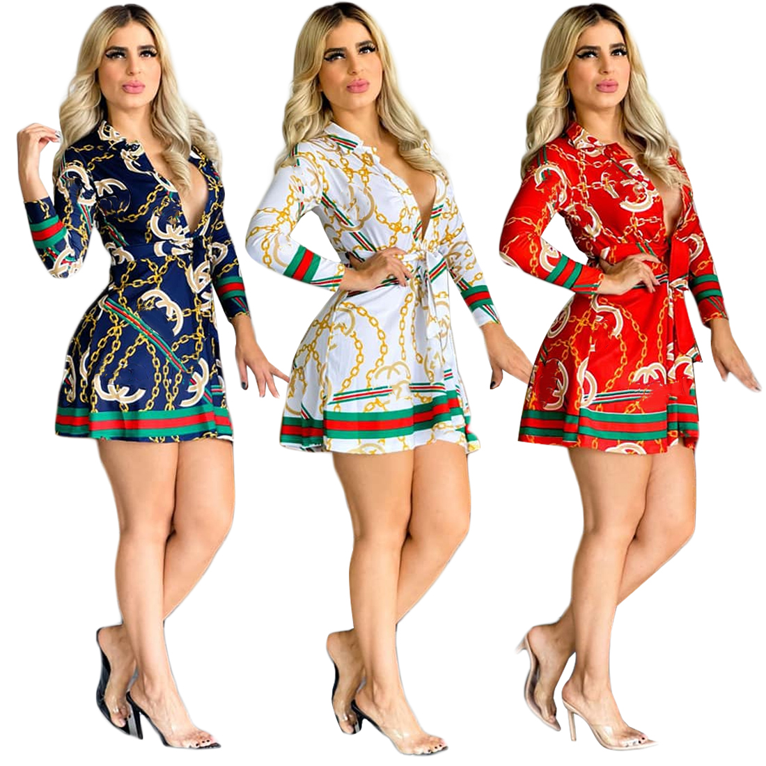 2022Women's Fashion Show Robe de vacances décontractée V NOUVEAU COUPE COUPE COUPE COUP PRINT FLORAL PRINT FLORAL