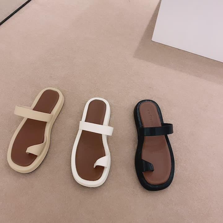 

Slippers WHNB 2022 Open Toe Non Slip Narrow Band Women Flip Flops Summer Soft Sole Brand Design Indoor House Sliders Shoes, Beige