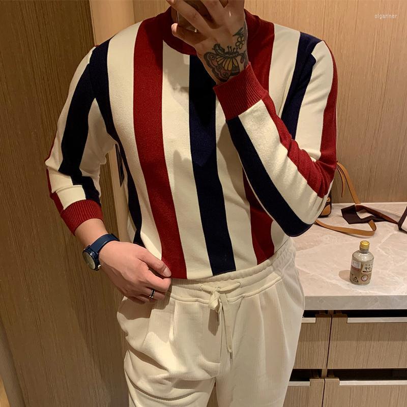 

Men' Sweaters Arrivals Knitting Sweater Male Casual Cotton Pullovers European Style Striped Autumn Winter Slim Fit Clothing L67Men' Olga22, Burgundy