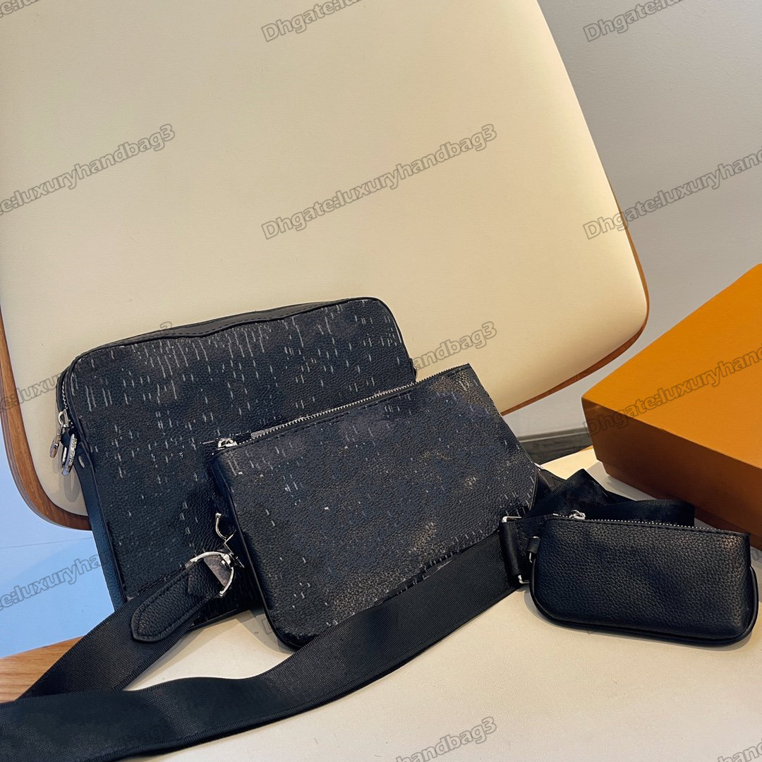

Trio Messenger Bag Mens Bags Graphite Damier Checkerboard Pattern Removable Zipped Pocket Separate Coin Purse Cross Body Bag N80401 M69443