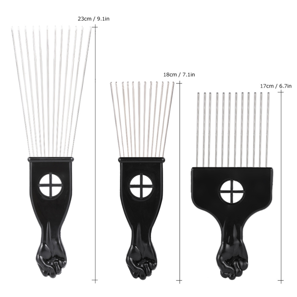 

Metal Afro Hair Comb African American Pick Comb Hair Brush Salon Hairdressing Styling Tool Black Fist Hairbrush