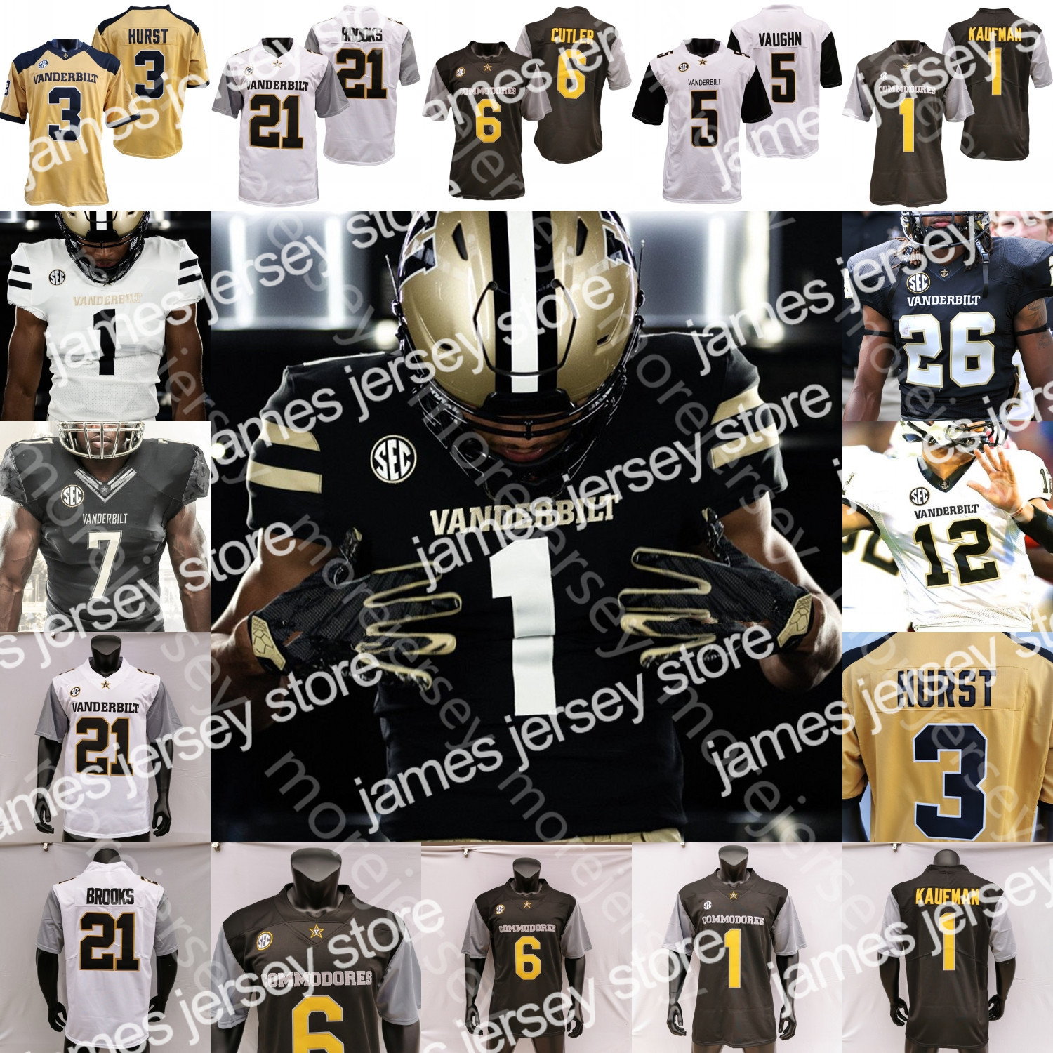 

New Vanderbilt Commodores Football Jersey NCAA College Jay Cutler Riley Neal Ke'Shawn Vaughn Kalija Lipscomb Cam Johnson Mintze Matthews, White 2021
