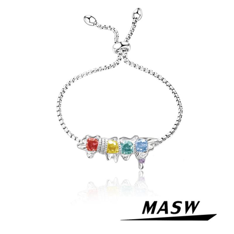 

Link Chain Trendy Jewelry Colorful Zircon Charm Bracelet Luxury Design One Layer For Women Girl GiftsLink LinkLink