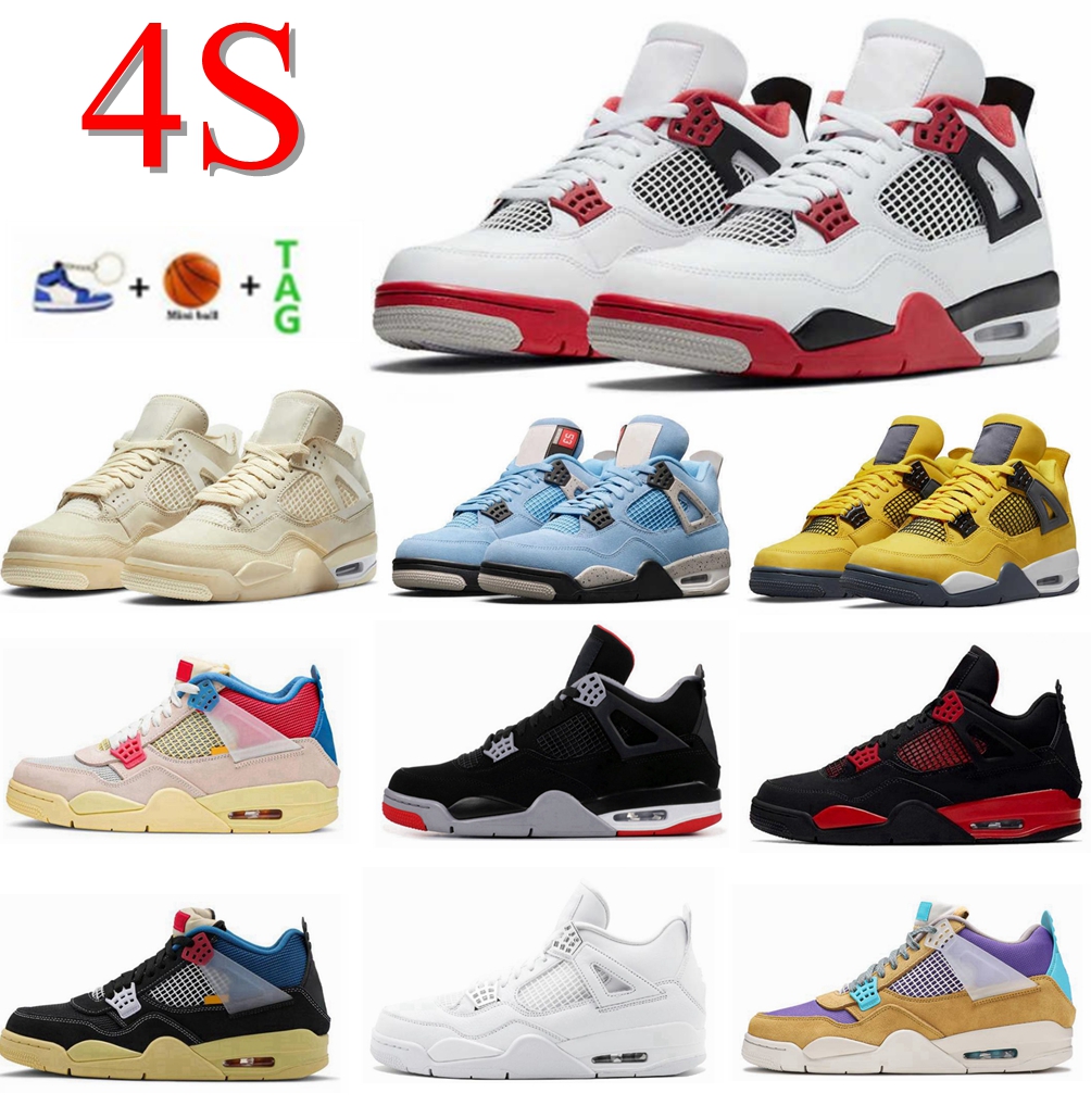 

University Blue Jumpman 4s Basketball Shoes Men Women Shimmer White Sail Oreo Red Thunder Taupe Haze Black Cat Red Fire Designer Sneakers Trainers With TAG