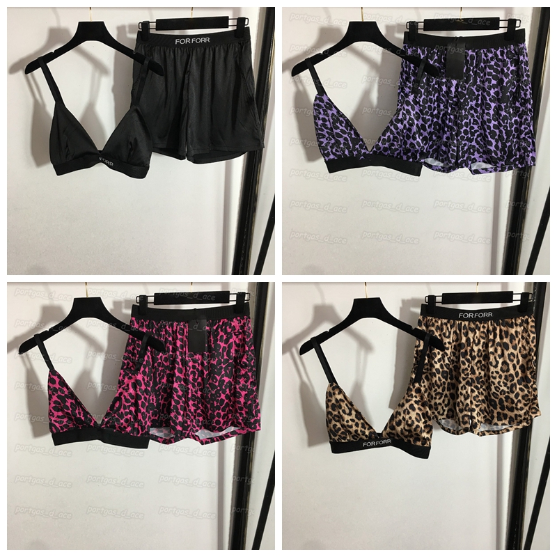 Letters Womens Bra Shorts Sexy Leopard Casual Shorts for Women Fashion Summer Cool Bras Set