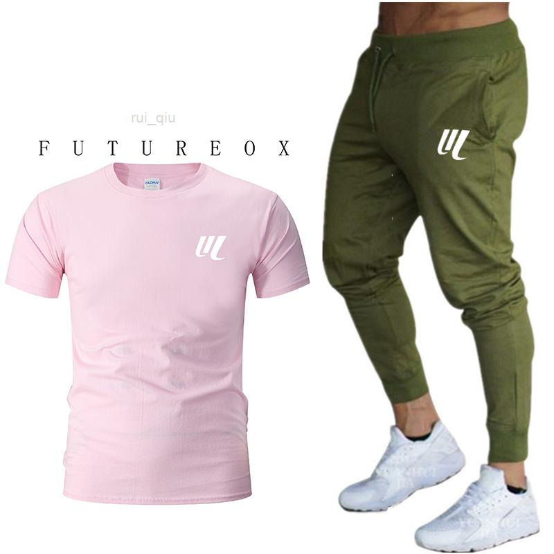 

Summer Men's Tracksuits 100% Cotton T-shirt Casual Short-sleeved O-neck Comfortable Solid Color Sports Suit